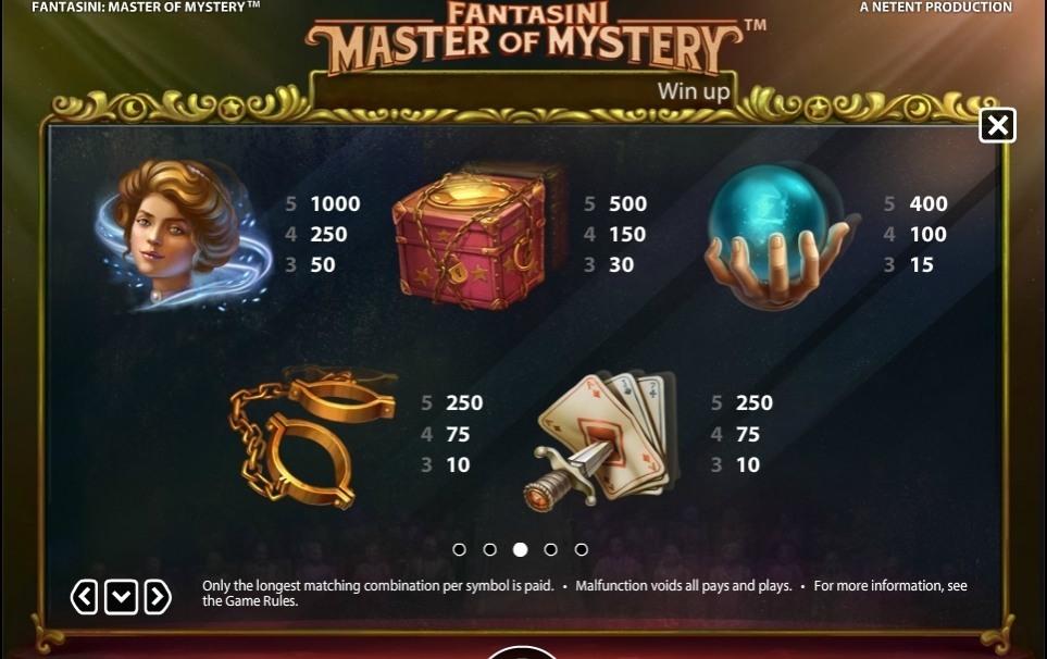 Fantasini-Master-of-Mystery paytable