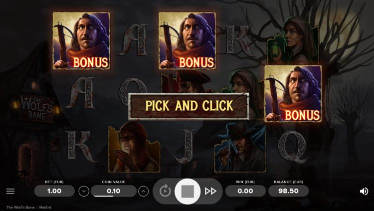 The Wolf's bane slot netent pick and click