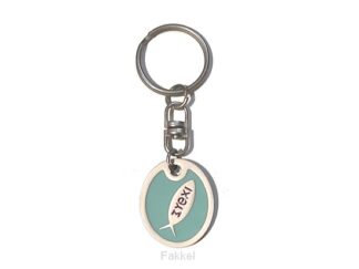 product afbeelding voor: Oval keyring with fish symbol