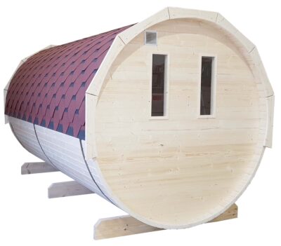 Barrel sauna grenen achterzijde