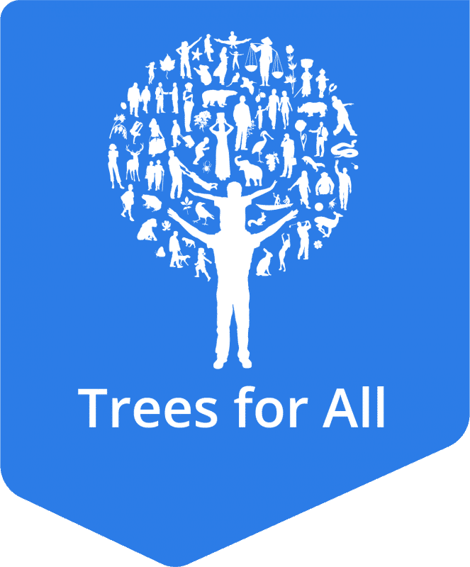Label logo Trees for All RGB beeldscherm