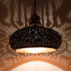 Oosterse hanglamp | Filigrain lampen | Oosters interieur | Houten bovenkant | Vintage goud
