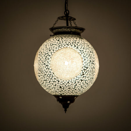 Oosterse hanglamp mozaïek transparant beads en triangles Marokkaanse lamp
