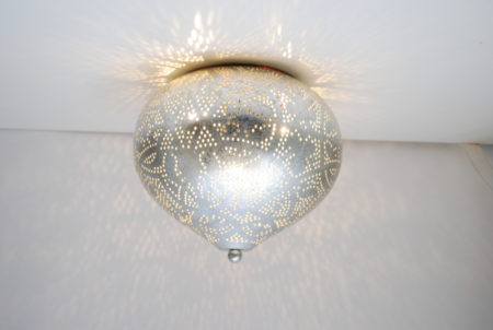 Oosterse filigrain plafonnière | Vintage zilver | Arabische plafondlamp | Oosters interieur