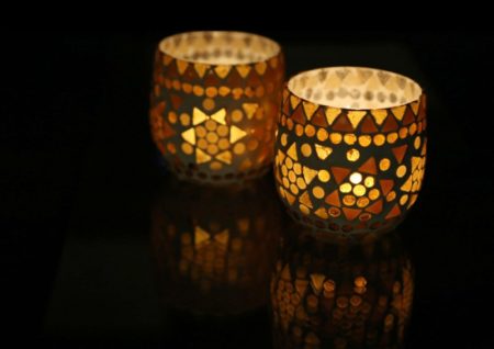 Oosterse waxinehouder | Mozaïek | Bruin beige | Marokkaanse lampen