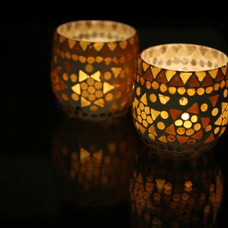 Oosterse waxinehouder | Mozaïek | Bruin beige | Marokkaanse lampen