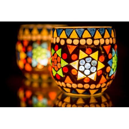 Oosterse waxinehouder | Mozaïek | Oosters interieur | Arabische lampen | Marokkaanse accessoires