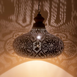 Arabische hanglamp | Filigrain | wit goud | Oosterse lampen