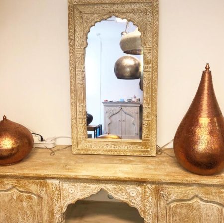 Oosterse spiegel met Arabisch houtsnijwerk | Marokkaanse spiegel | Oosters interieur