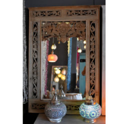 Oosterse spiegel | Houtsnijwerk | Naturel | Oosters interieur | Marokkaanse meubelen