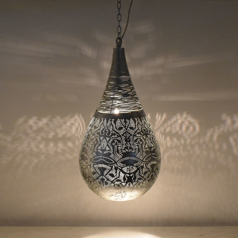 Krankzinnigheid schors blijven Oosterse hanglamp druppel & draad zilver | Oosterse lampen online