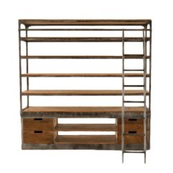 Industriële boekenkast | Stoer industrieel meubel | Boekenkast | Vintage | Gunmetal | Met trappetje | Modern industrieel meubel