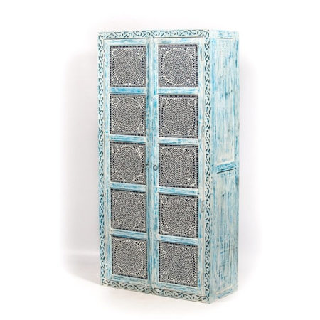 Oosterse kasten | Hoge kast | Blauw | Mozaiek | Moderne Oosterse meubelen | Kalini | online | Belgie | Nederland | Amsterdam | Snelle levering | Beste prijzen