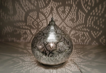 Oosterse tafellamp | Arabisch filigrain | Marokkaanse tafellamp | Vintage zilver | Oosterse lampen