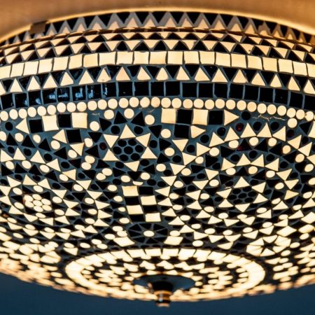 Oosterse lamp | Mozaiek plafonniere zwart wit | Arabische lampen | Oosters interieur | Kalini | Gratis verzenden scherpe prijzen