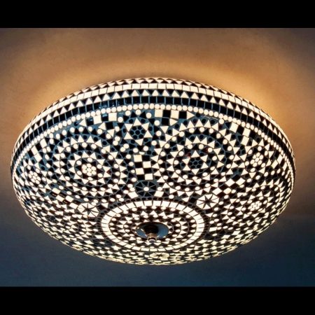 Oosterse plafonniere mozaiek zwart wit | Glasmozaiek plafondlampen | Arabische lampen | Marokkaanse lamp | Kalini