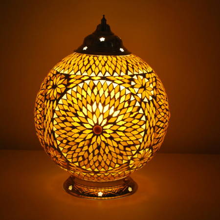 Oosterse tafellamp bruin beige glasmozaiek Oosterse lampen