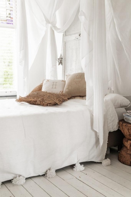 Marokkaanse deken | Oosterse sprei | Wit | Marokkaans interieur | Oosterse meubelen | Kalini