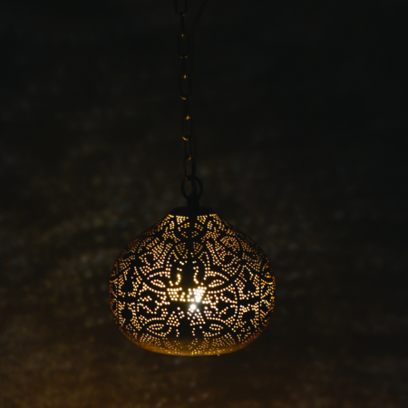 oosterse-hanglamp-filigrain-stijl-pompoen-xs-zwart goud | Industriële hanglamp