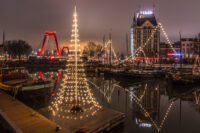 Fotografie aan de muur Rotterdam de oude haven op hout