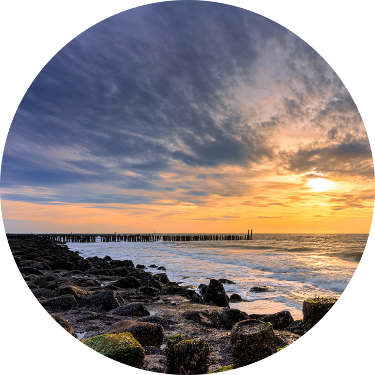 Muurcirkel opplakken uniek strand fotobehang